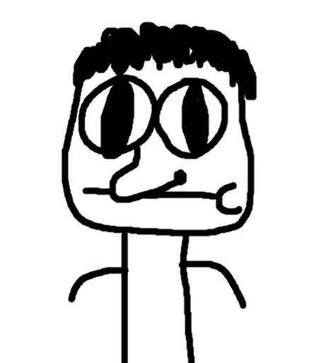 Henry - hand-drawn character with big round glasses